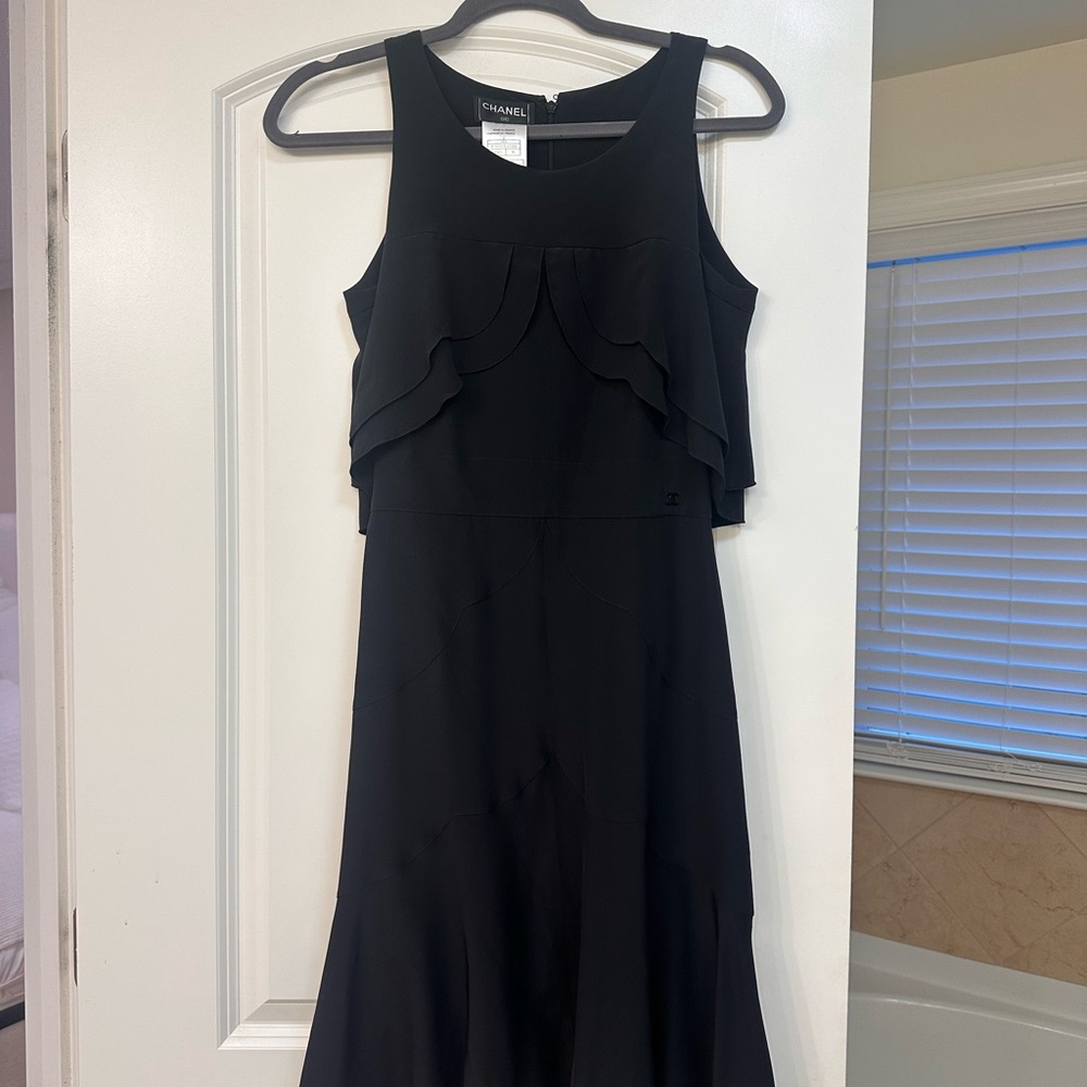 CHANEL Black Layered Midi Dress